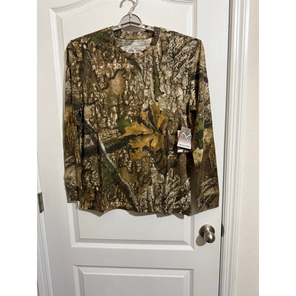 Men's Realtree Camo Long Sleeve Tee L Brown Green